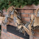 Glitzhome 6 ft. Black and White Plaid Fabric and Linen Christmas Garland thumbnail 6