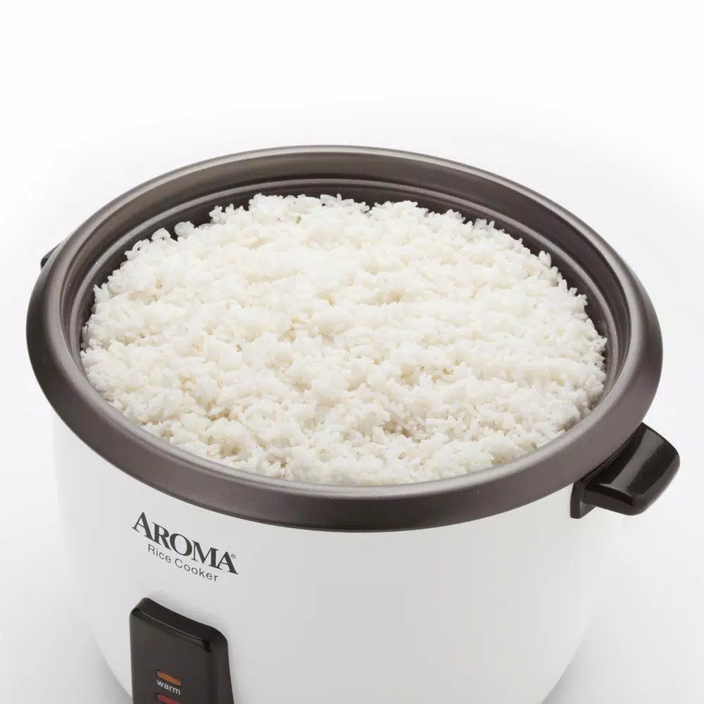 AROMA 6-Cup Pot Style Rice Cooker and Food Steamer, White