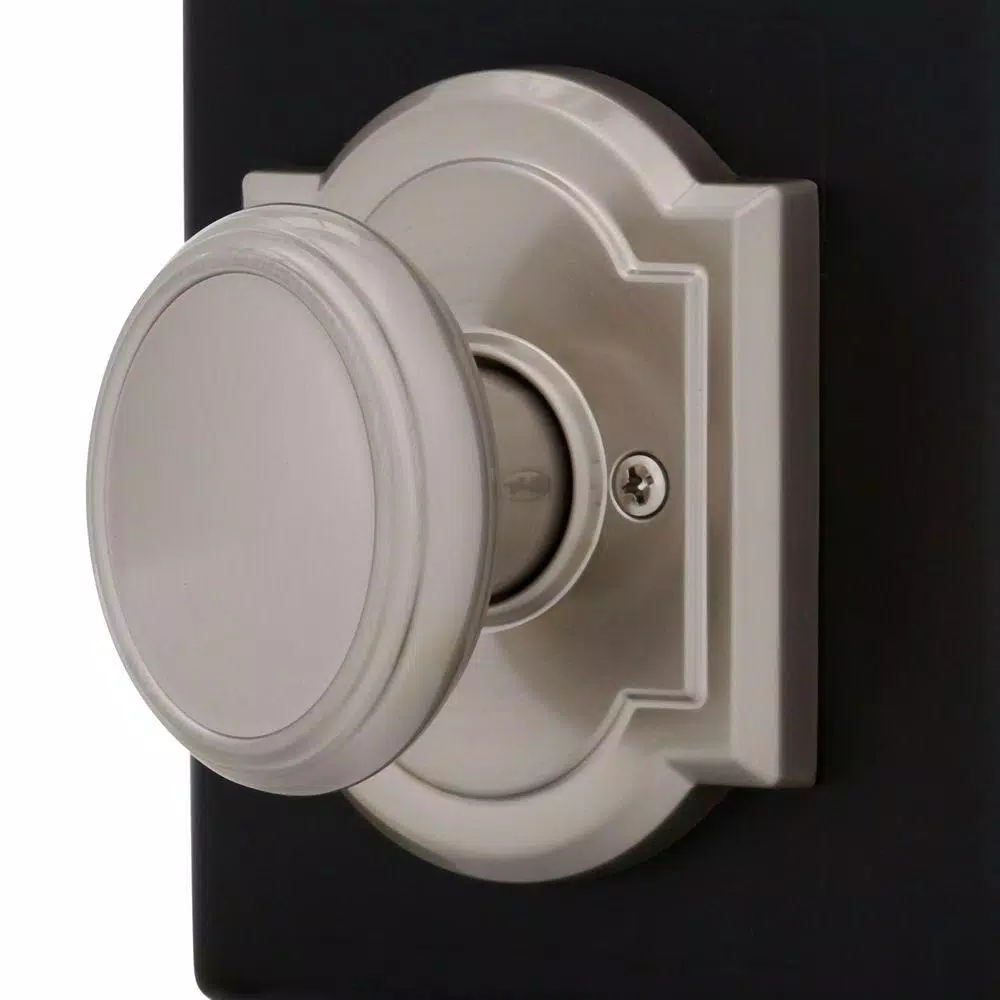Baldwin Prestige Carnaby Satin Nickel Passage Door Knobs, 4-Pack