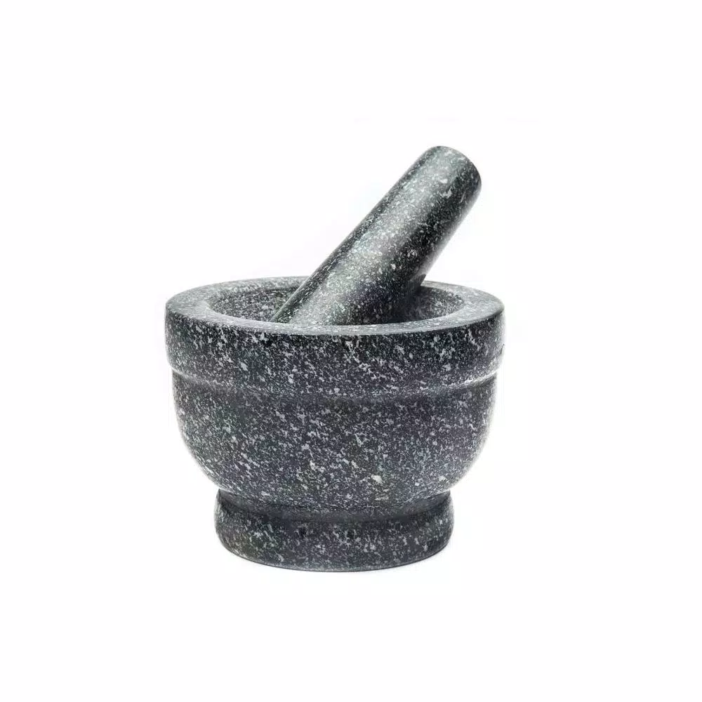 Fox Run 5.5 in. Granite Mortar and Pestle Set, Gray Stone Kitchen Accessory