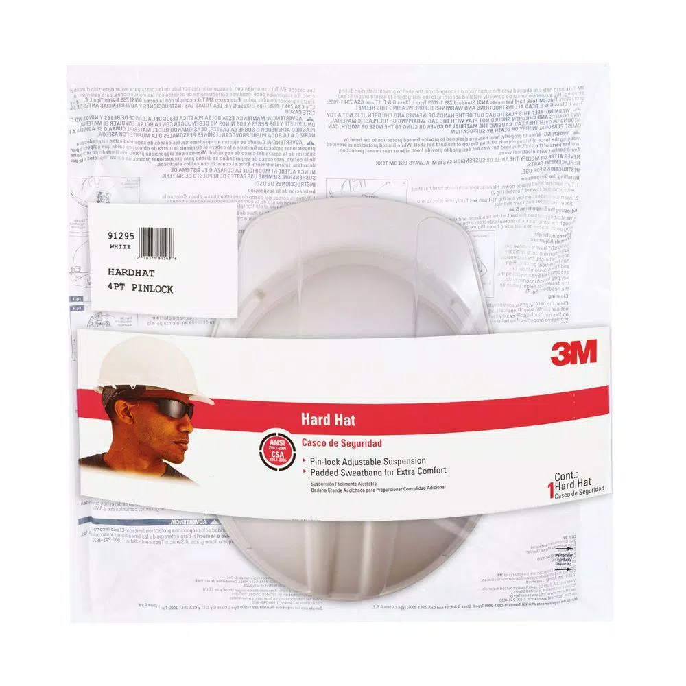 3M White Non-Vented Hard Hat with Pin-Lock Adjustment, Case of 12