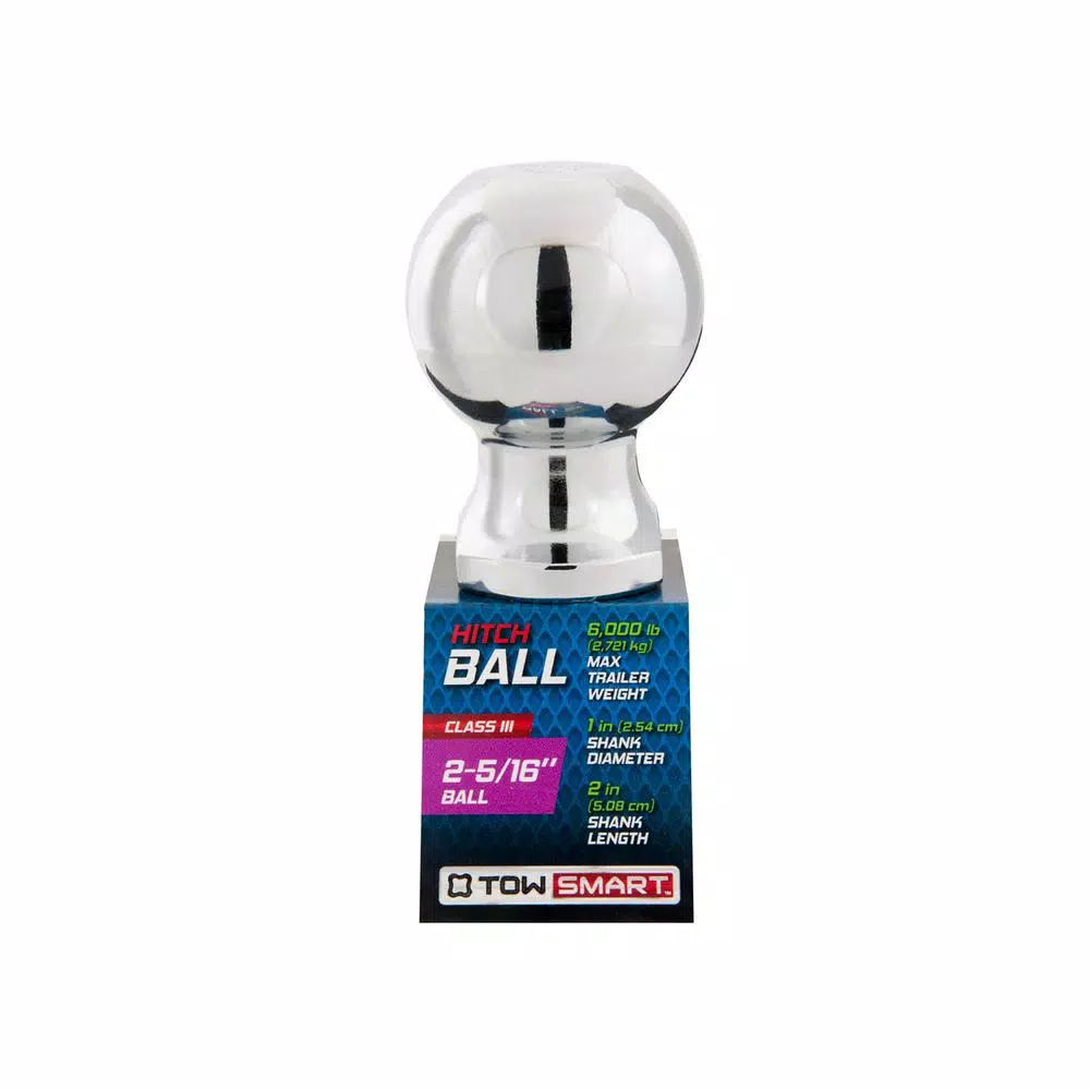 TowSmart 6,000 lb. Capacity Chrome Hitch Ball, 2-5/16 in. Diameter, 1 in. x 2 in. Shank