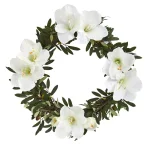 Nearly Natural 21 in. Olive and White Amaryllis Artificial Floral Wreath thumbnail 1