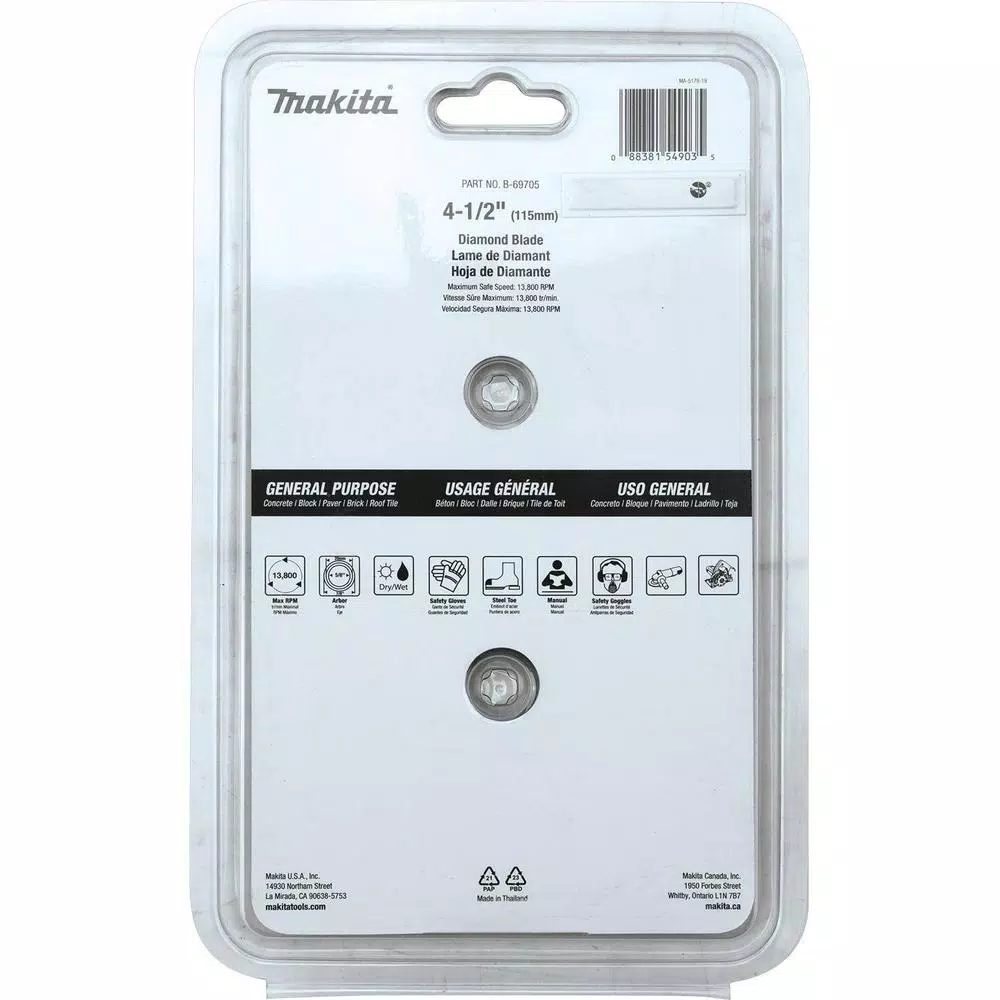 Makita 4.5 in. Turbo Rim Diamond Blade for General Purpose, 2-Pack