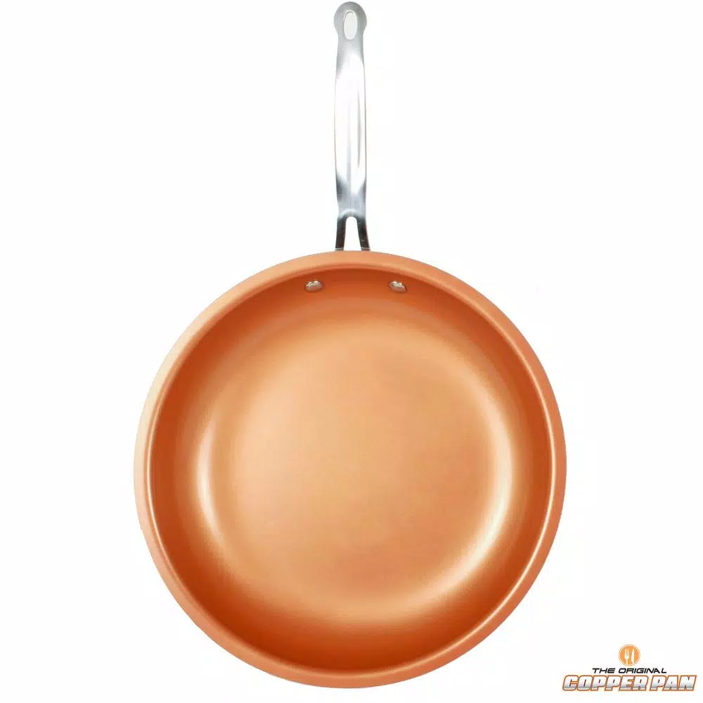 MasterPan Original Copper Pan 12 in. Aluminum Nonstick Ceramic Frying Pan, Copper Finish