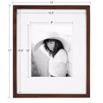 DesignOvation Gallery 13 x 16 in. Walnut Brown Wood Picture Frame with White Mat for 8 x 10 in. Photos thumbnail 5