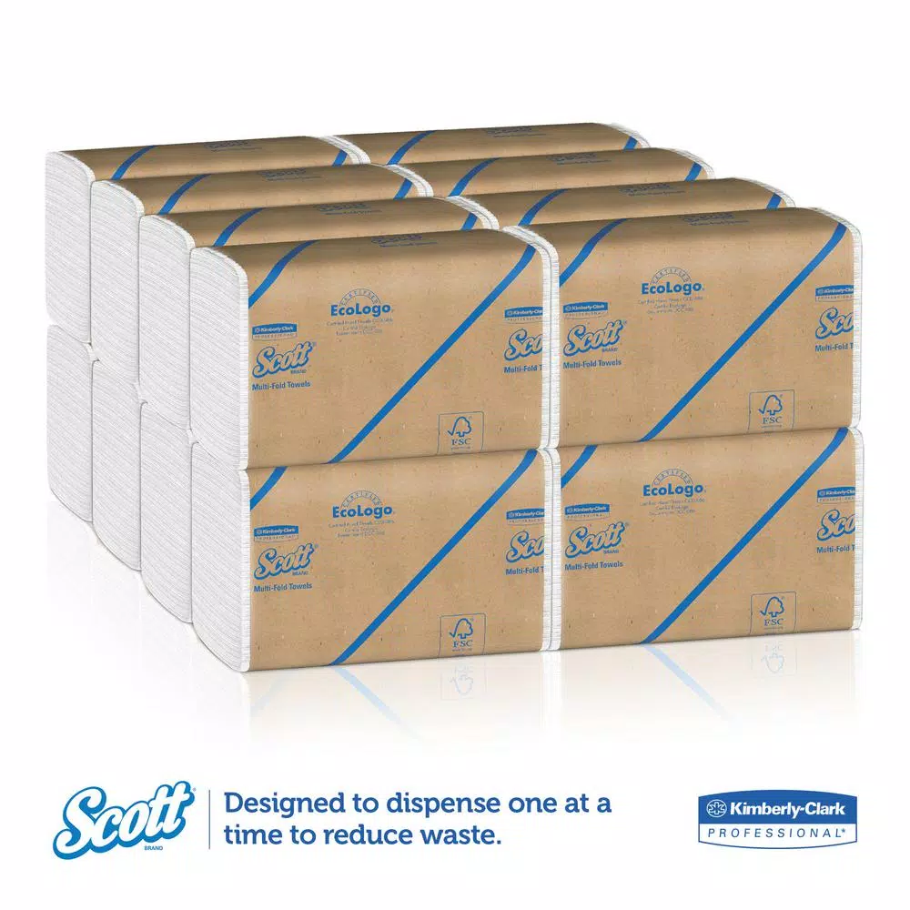 Scott Essential Multi-Fold White Paper Towels, 9.2 x 9.4 in, 4000 Sheets (16 Packs of 250)