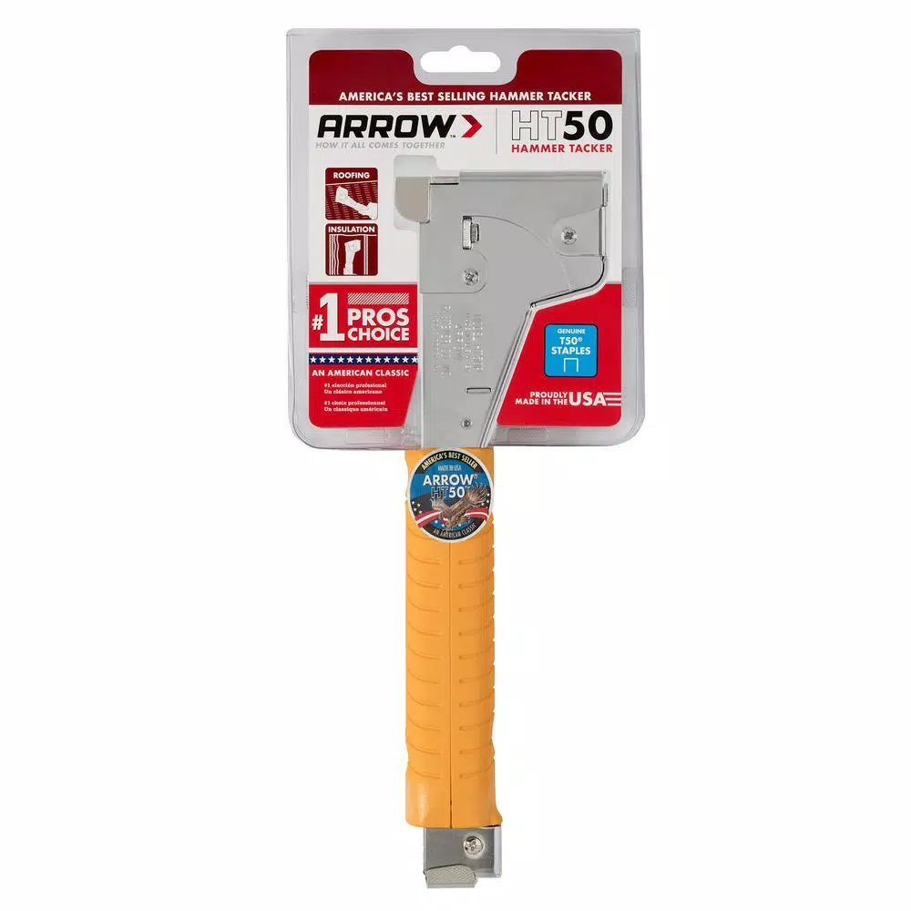 Arrow HT50 Professional Hammer Tacker, Chromed-Steel Body, T50 Staples