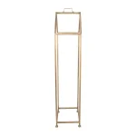 3R Studios Modern Gold House Shaped Metal Firewood Holder - Tall Vertical Wood Storage Rack thumbnail 3