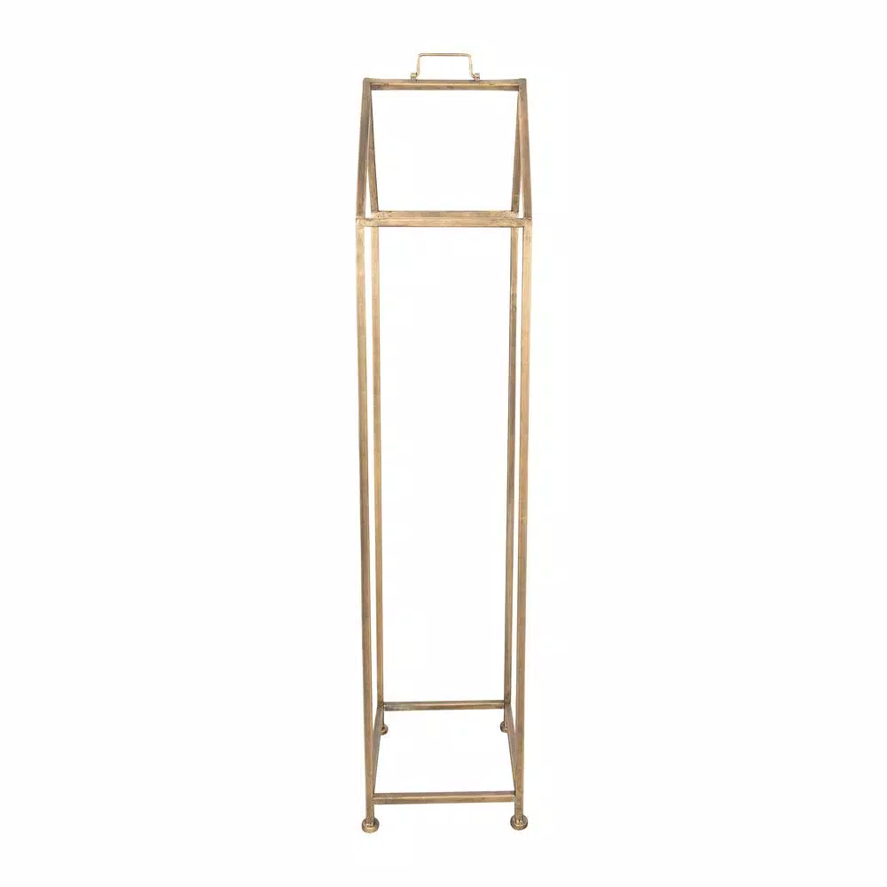 3R Studios Modern Gold House Shaped Metal Firewood Holder - Tall Vertical Wood Storage Rack