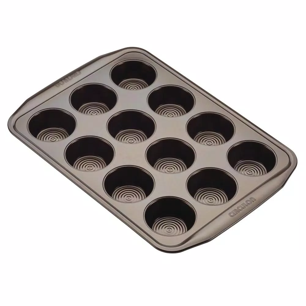 Circulon 12-Cup Nonstick Muffin and Cupcake Pan, Chocolate Brown