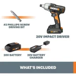 Worx Power Share 20V Cordless 1/4 in. Hex Impact Driver, Variable Speed (Tool Only) thumbnail 2