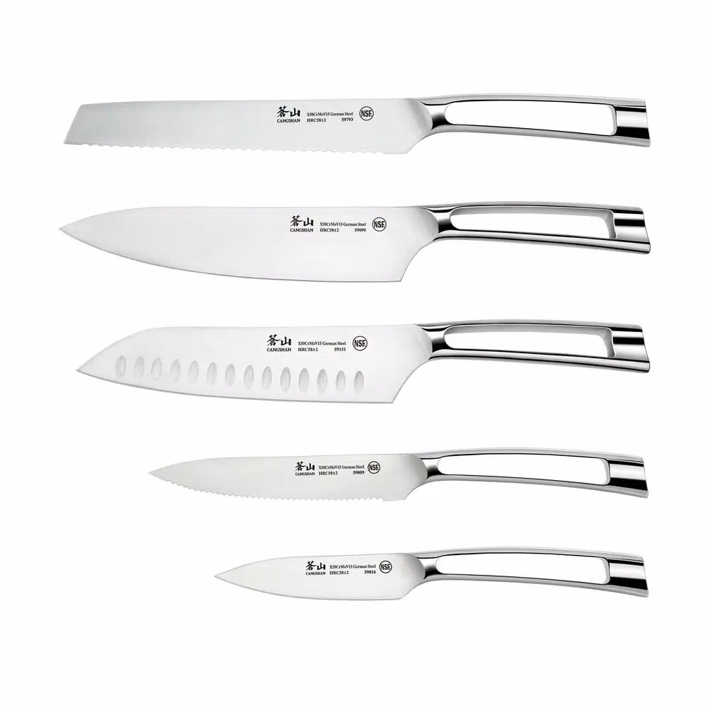 Cangshan N1 Series 6-Piece German Steel Forged Knife Block Set with Acacia Wood Block