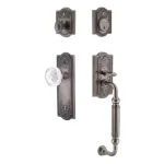 Nostalgic Warehouse Meadows Crystal Handleset, Antique Pewter, 2-3/4 in. Backset thumbnail 1