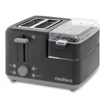 West Bend 2-Slice Wide Slot Breakfast Station Toaster and Egg Poacher with Meat Warming Tray, Black thumbnail 1