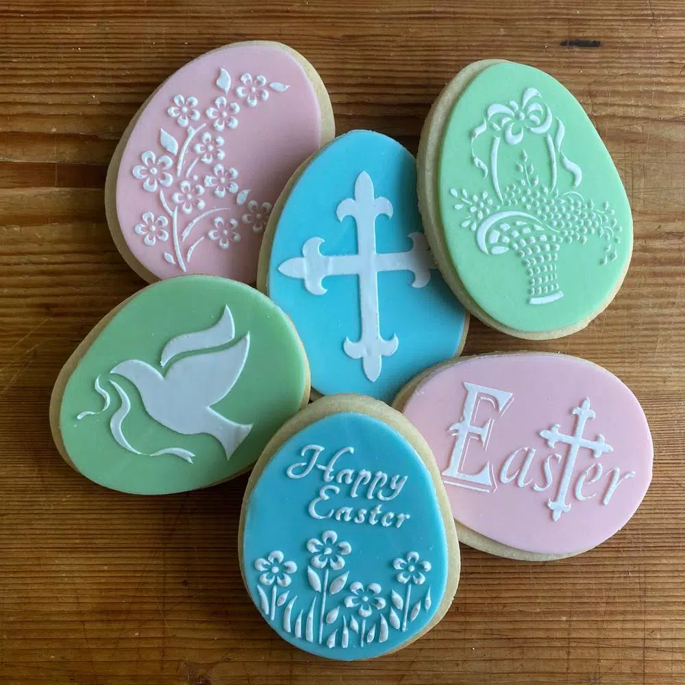 Designer Stencils Easter Sunday Cookie Stencil Bundle - 6 Pattern Set for Decorating