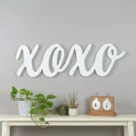 Pinnacle Script XOXO White Wood Decorative Sign - Large Handcrafted Farmhouse Wall Decor thumbnail 1