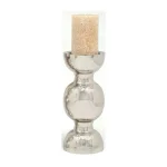 LITTON LANE 14 in. x 6 in. Classic Iron Candle Holder with Spherical Orb Accent, Polished Silver Finish thumbnail 2