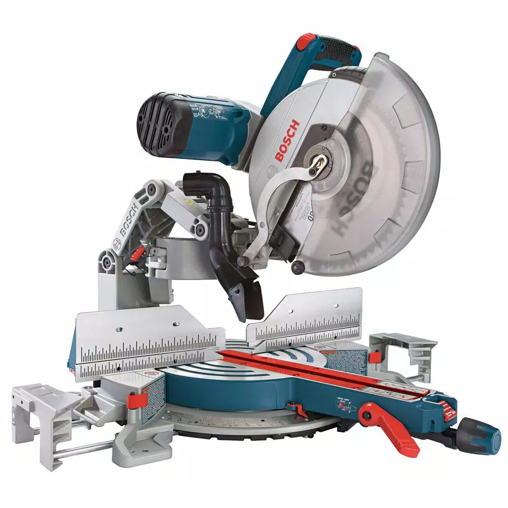 Bosch 12 in. 15 Amp Dual-Bevel Sliding Glide Miter Saw with 60 Tooth Blade and Portable Folding Stand