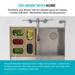 KRAUS Workstation Kitchen Sink Accessory Set with Bamboo Serving Board and 5 Stainless Steel Prep Bowls thumbnail 6