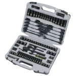 Stanley 99-Piece 1/4 in. & 3/8 in. Drive Black Chrome Laser Etched SAE & Metric Socket Set thumbnail 1