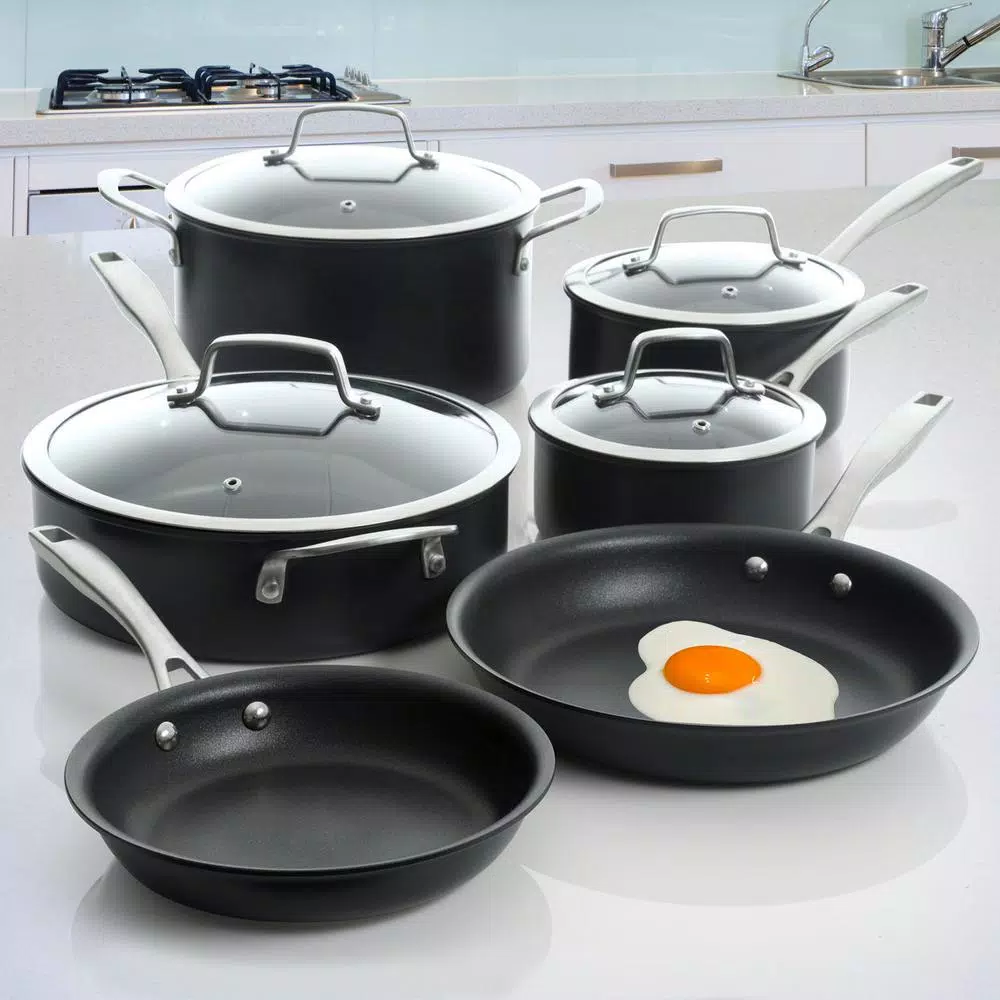 Unbranded Kenmore Pro Arbor Heights 10-Piece Nonstick Aluminum Cookware Set, Black