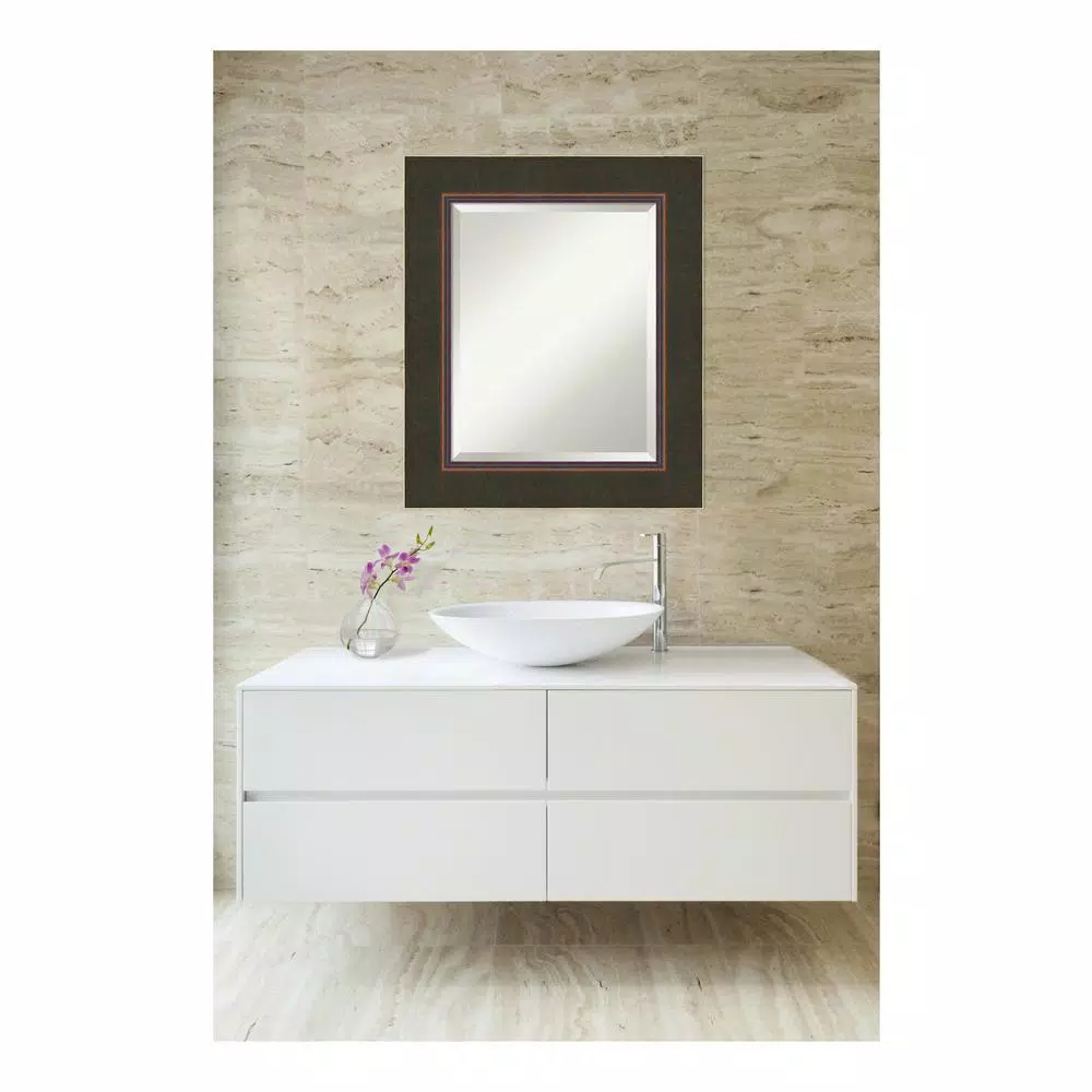 Amanti Art Milano 22.5 in. W x 26.5 in. H Rectangular Framed Bathroom Vanity Mirror, Dark Bronze