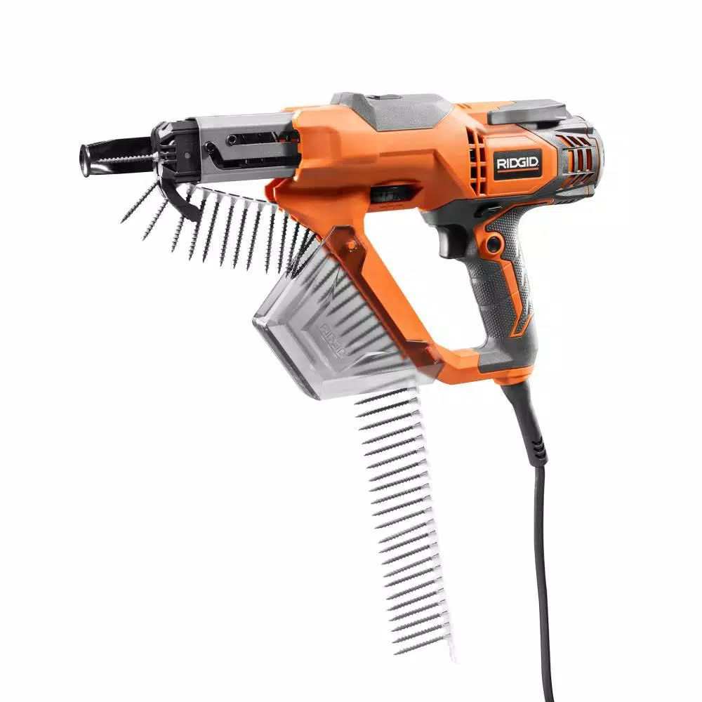 RIDGID 6.5 Amp Corded Collated Screw Gun, 3700 RPM, 1 in. to 3 in. Drywall and Deck Screwdriver