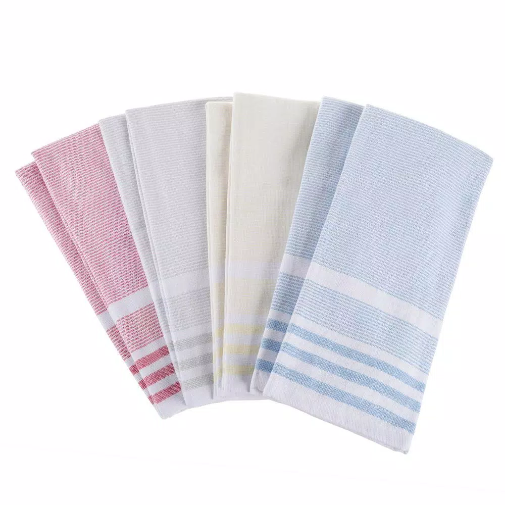 Unbranded Weymouth Home 8-Pack 100% Cotton Striped Kitchen Hand Towels
