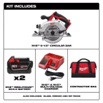 Milwaukee M18 6-1/2 in. Cordless Circular Saw Kit with Two 3.0 Ah Batteries, Charger, and Tool Bag thumbnail 2