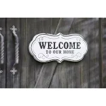 Unbranded Welcome to Our Home Cast Iron Plaque - Black and White Farmhouse Wall Decor thumbnail 1