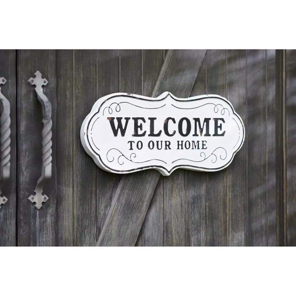 Unbranded Welcome to Our Home Cast Iron Plaque - Black and White Farmhouse Wall Decor