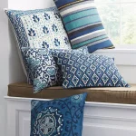 The Company Store Embroidered Blue Ogee 20x20 Decorative Throw Pillow Cover thumbnail 3