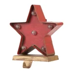 Glitzhome Marquee LED Star Stocking Holder Set of 2 - Metal Holiday Decor thumbnail 2