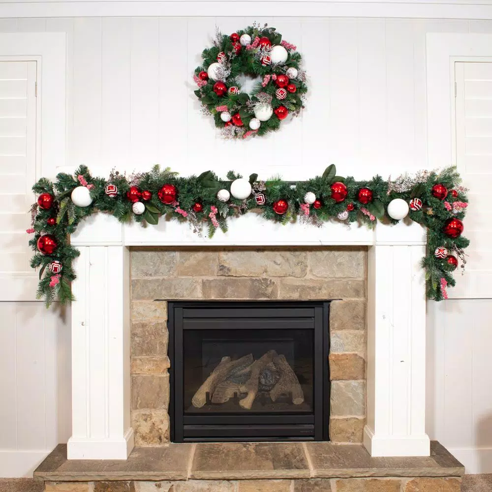 Village Lighting Company 24 in. Nordic Red and White Artificial Christmas Wreath