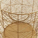 Home Decorators Collection Round Gold Metal Wire Decorative Basket Set, 3-Piece Mid-Century Modern Decor thumbnail 4