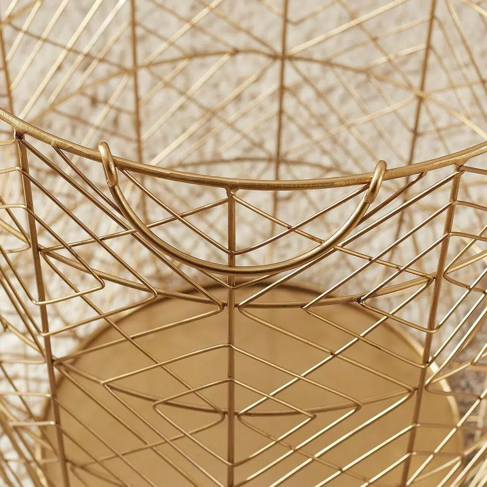 Home Decorators Collection Round Gold Metal Wire Decorative Basket Set, 3-Piece Mid-Century Modern Decor