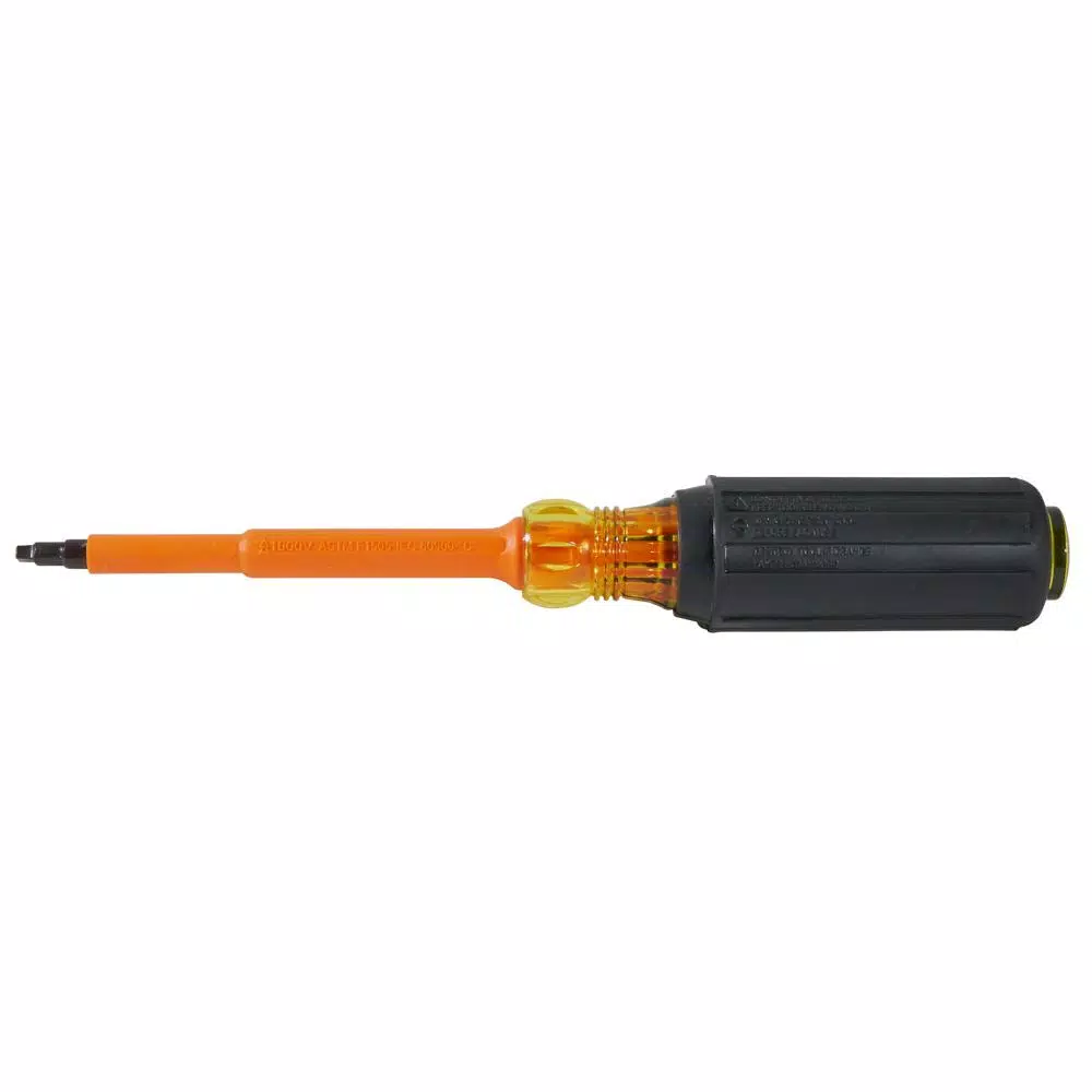 Klein Tools #2 Square Recess Insulated Screwdriver with 4 in. Round Shank and Cushion Grip