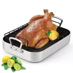 Cook N Home 12 Qt. Aluminum Nonstick Roasting Pan with V-Shaped Rack thumbnail 1