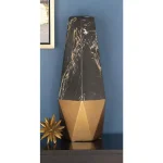 LITTON LANE 18 in. Ceramic Black and Gold Modern Geometric Bud Vase thumbnail 1