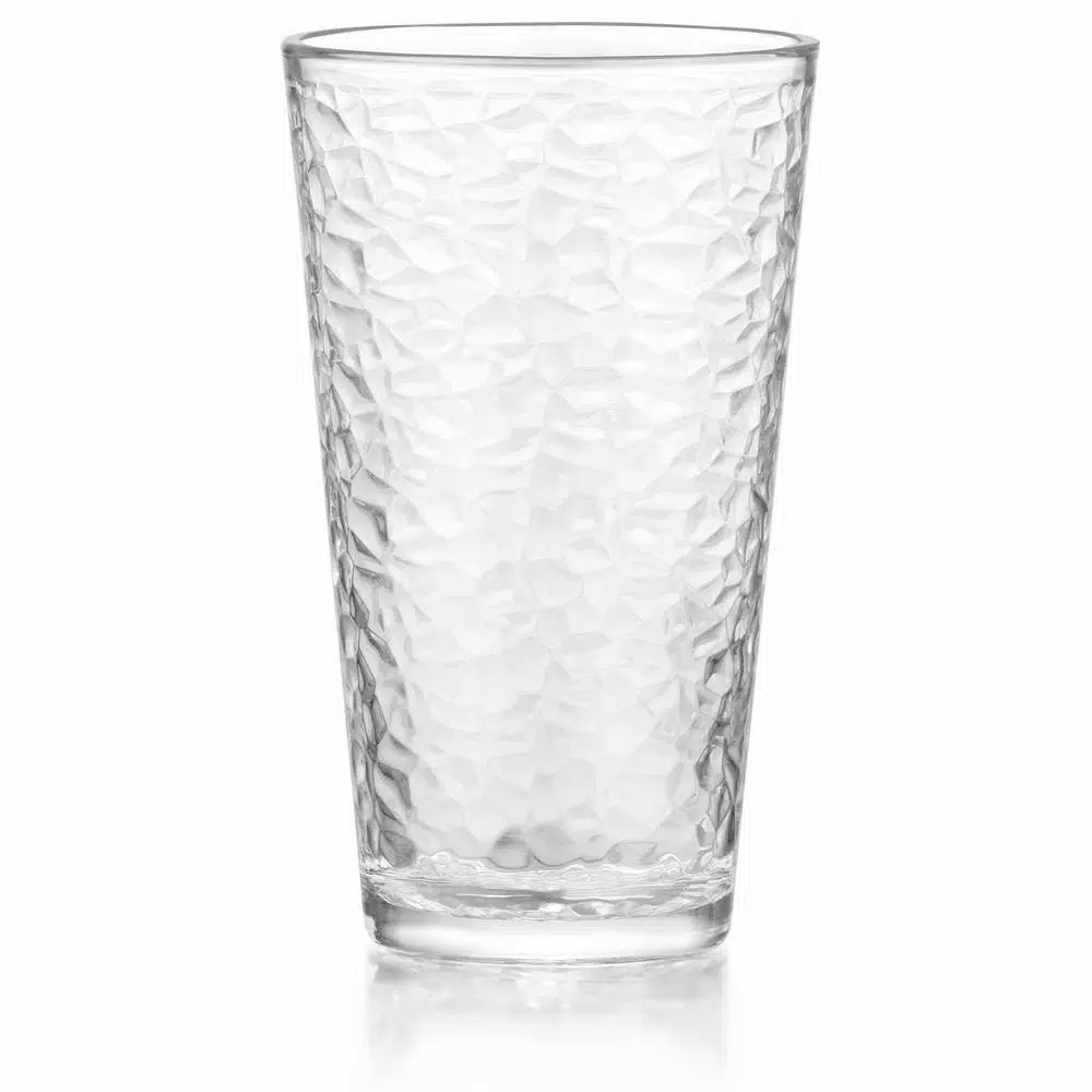 Libbey Frost 16-Piece Clear Glass Drinkware Set with Crackle Texture