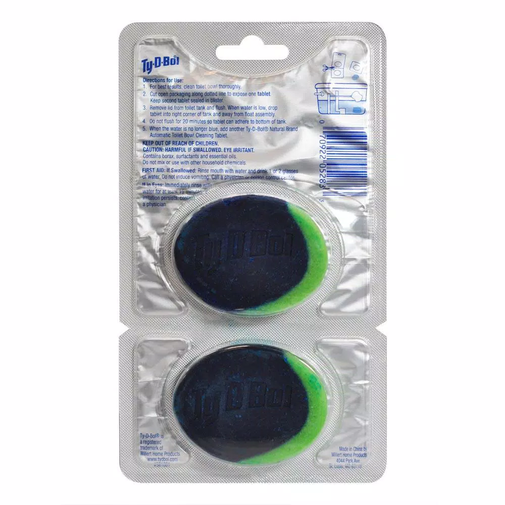 Ty-D-Bol Natural Automatic Toilet Bowl Cleaner Tablets, Tea Tree Oil, 6-Pack