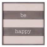 Pinnacle Be Happy Rustic Wood Plank Decorative Wall Art Sign - 20 x 20 in. thumbnail 2