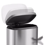 Boyel Living 13 Gallon Stainless Steel Rectangular Kitchen Step Trash Can with Silent Close Lid - Silver thumbnail 3