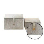 LITTON LANE Natural Reflections Gray Real Leather Hide Decorative Box Set of 2 thumbnail 3