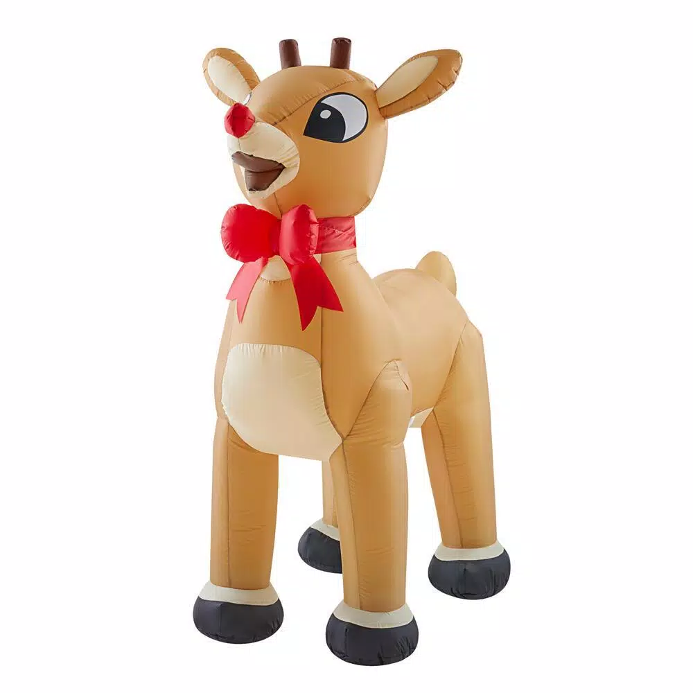 Rudolph 4.99 ft. Rudolph the Red-Nosed Reindeer Inflatable with Glowing Red Nose and Red Bow