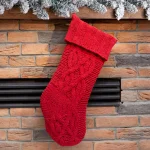 Glitzhome 22 in. Red Knitted Chenille Polyester Christmas Stocking thumbnail 7
