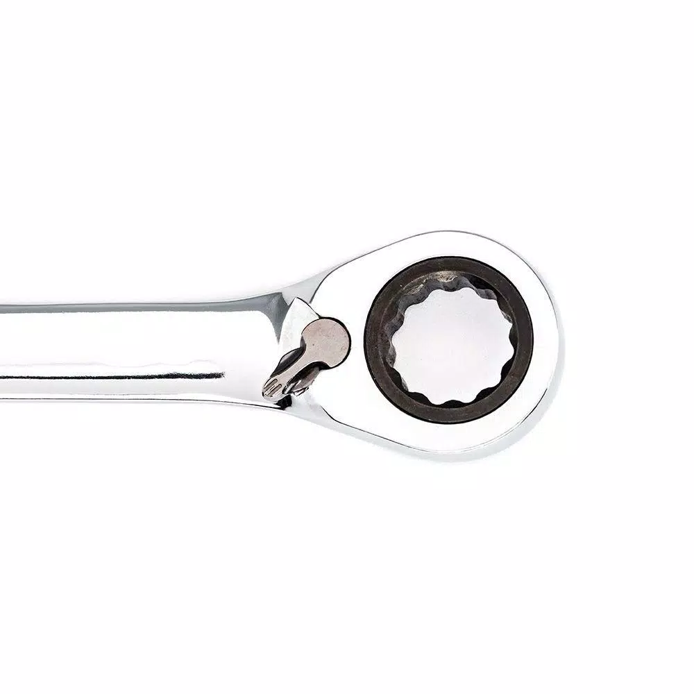 Husky 12 mm Reversible Ratcheting Combination Wrench, 72-Tooth Chrome Alloy Steel