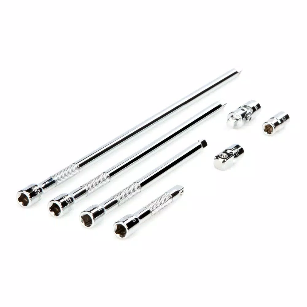 TEKTON 7-Piece 1/4 in. Drive Socket Accessory Set with Extensions, Universal Joint, Adapter, and Reducer