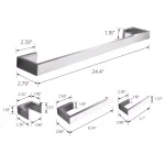 Boyel Living Stainless Steel 4-Piece Bathroom Accessories Set - Silver Wall Mounted Hardware Kit thumbnail 2
